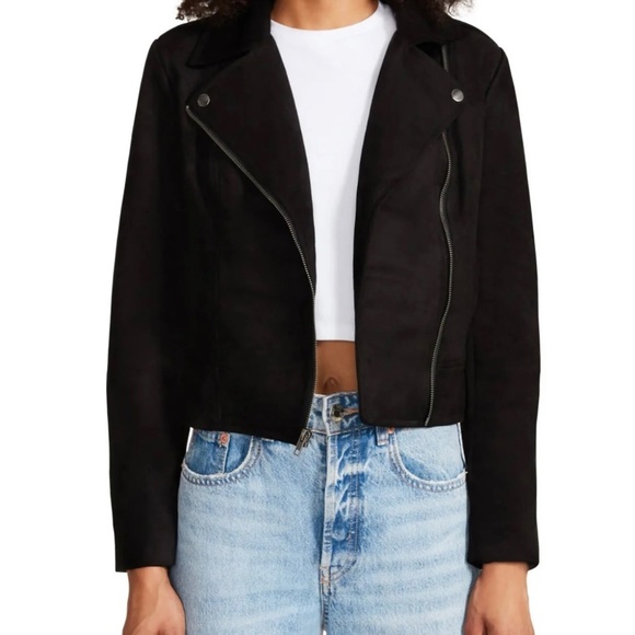 Steve Madden Women’s Black Faux Suede Moto Jacket Size Small NWOT - Picture 1 of 8